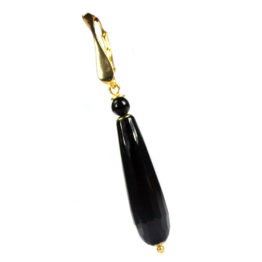 Oorbellen Classic – Zwarte facet Agaat – Sterling Zilver verguld