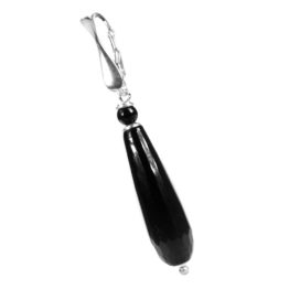 Oorbellen Classic – Zwarte facet Agaat – Sterling Zilver