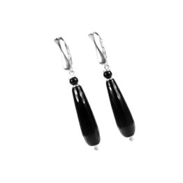 Oorbellen Classic – Zwarte facet Agaat – Sterling Zilver