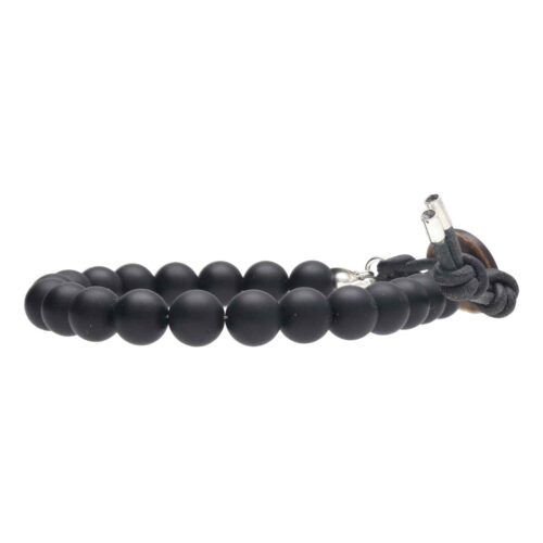 Armband Basic  B8 – Matzwarte Onyx – Leer