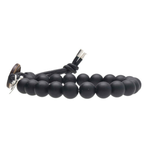 Armband Basic  B8 – Matzwarte Onyx – Leer