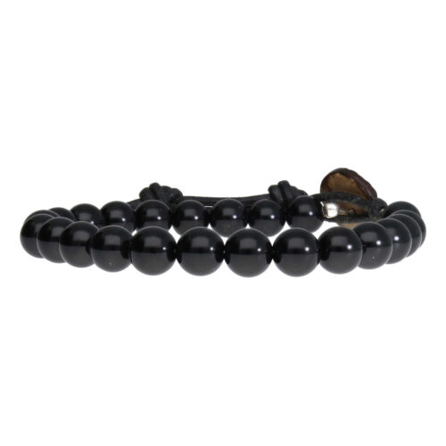 Armband Basic  B8 – Zwarte Onyx – Leer