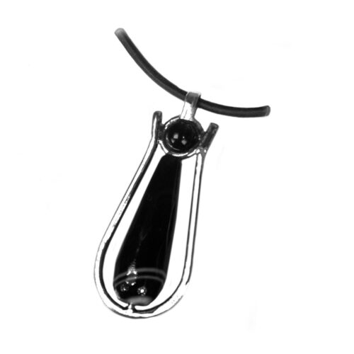 Ketting  Art Deco – Zwarte facet Agaat – Onyx – Sterling Zilver