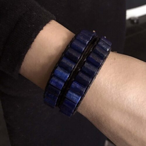 Wikkelarmband Classic Blue Jeans B6 – Blauw – Lapis Lazuli – Leer