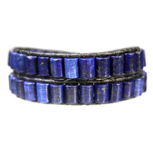 Wikkelarmband Classic Blue Jeans B6 – Blauw – Lapis Lazuli – Leer