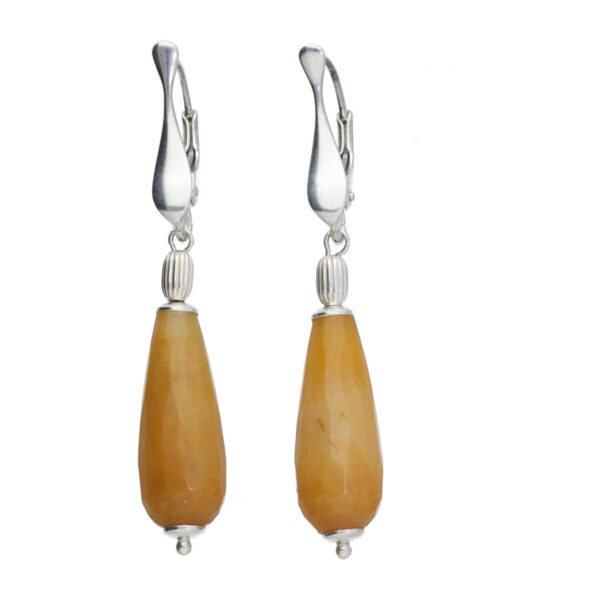 Oorbellen Art Deco – Gele Jade – Sterling Zilver
