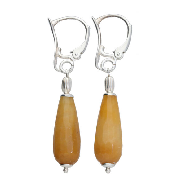 Oorbellen Art Deco – Gele Jade – Sterling Zilver