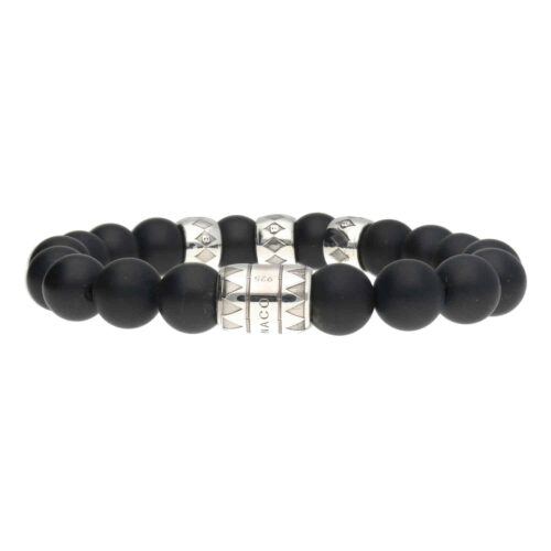 Armband Luxury B10 – Zwarte mat Onyx – Geoxideerd Sterling Zilver