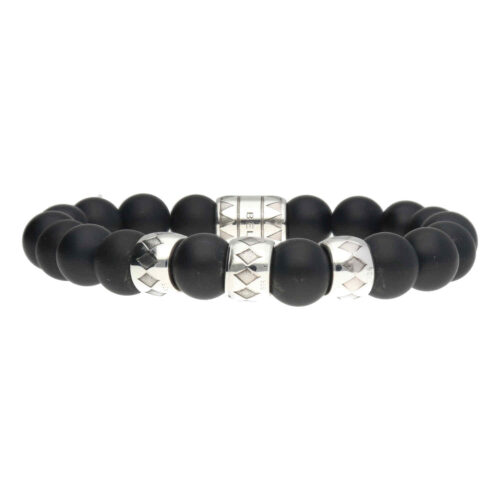 Armband Luxury B10 – Zwarte mat Onyx – Geoxideerd Sterling Zilver