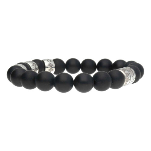 Armband Luxury B10 – Zwarte mat Onyx – Geoxideerd Sterling Zilver