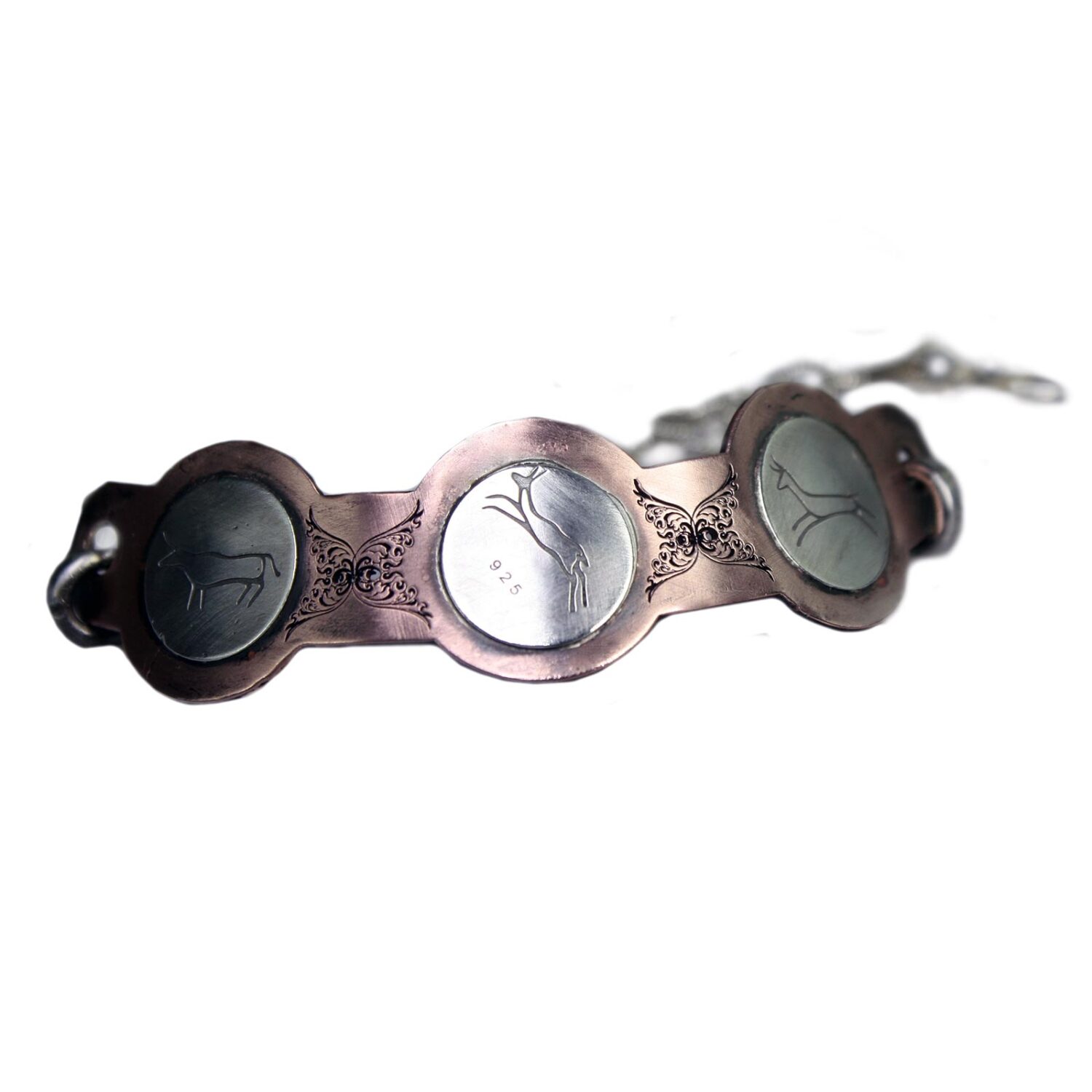 Enkelbandje Ancient Art Collectie - Boho - Koper - geoxideerd Sterling Zilver