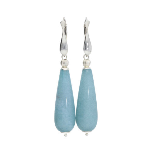 Oorbellen Art Deco – Blauwe Jade – Sterling Zilver