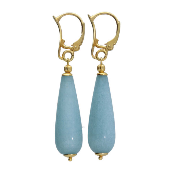 Oorbellen Art Deco – Blauwe Jade – Sterling Zilver verguld