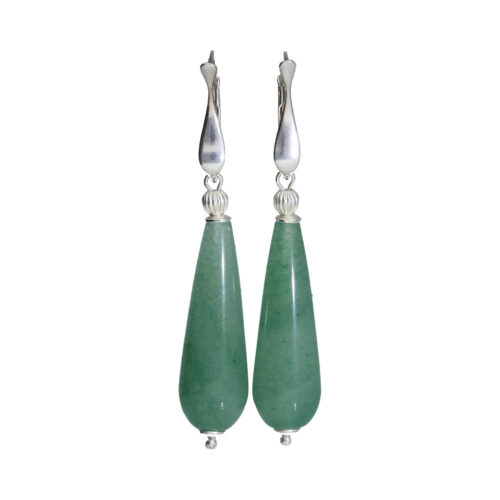 Oorbellen Art Deco – groene Aventurijn – Sterling Zilver