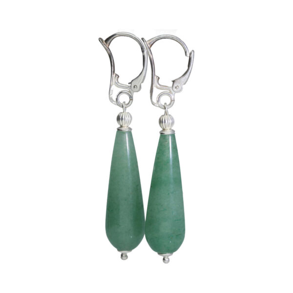 Oorbellen Art Deco – groene Aventurijn – Sterling Zilver