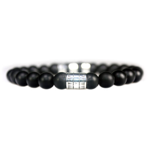 Armband Luxury B8 – Zwarte mat Onyx – Geoxideerd Sterling Zilver