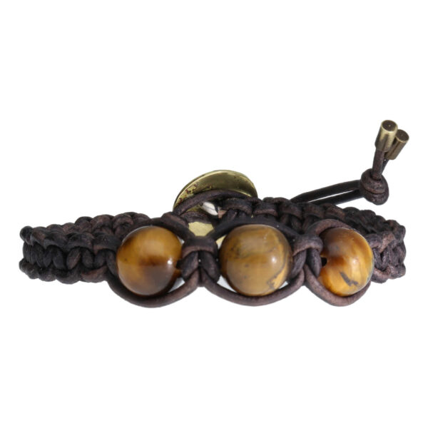 Armband Classic B10 – Tijgeroog – Geoxideerd Messing – Vintage leer