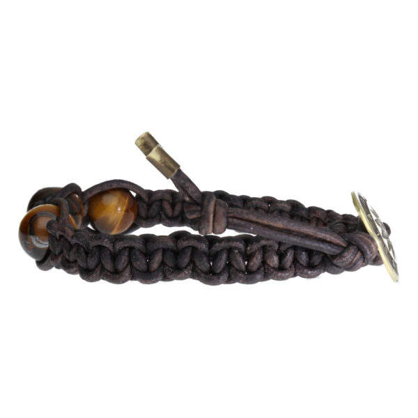 Armband Classic B10 – Tijgeroog – Geoxideerd Messing – Vintage leer