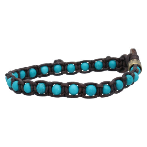 Armband Classic B4 – Turquoise – Geoxideerd Messing – Vintage leer