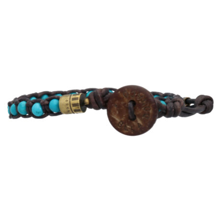 Armband Classic B4 – Turquoise – Geoxideerd Messing – Vintage leer