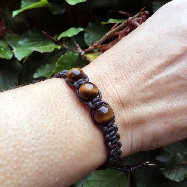 Armband Classic B10 – Tijgeroog – Geoxideerd Messing – Vintage leer