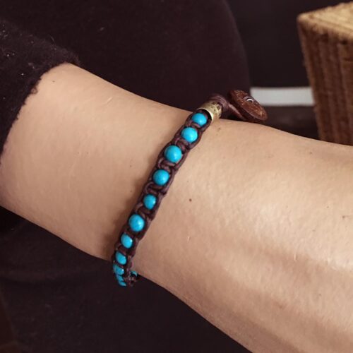 Armband Classic B4 – Turquoise – Geoxideerd Messing – Vintage leer