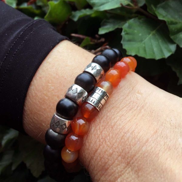 Armband Luxury B8 – Carneol – Geoxideerd Sterling Zilver