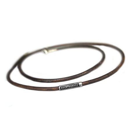 Set – Bohemian vintage ledere ketting / armband met 3 x Tree of life hanger – Sterling Zilver – Koper – Messing