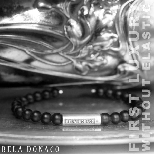 Armband Luxury B6 klem – Zwarte mat Onyx – Geoxideerd Sterling Zilver