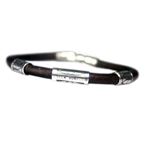 Armband Classic W6 – Bruin vintage leder – geoxideerd Sterling Zilver