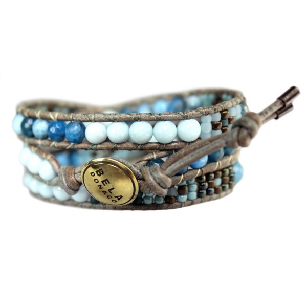 Wikkelarmband Bohemian B6 – Apatiet – Jade – Tsjechisch Glas – Messing