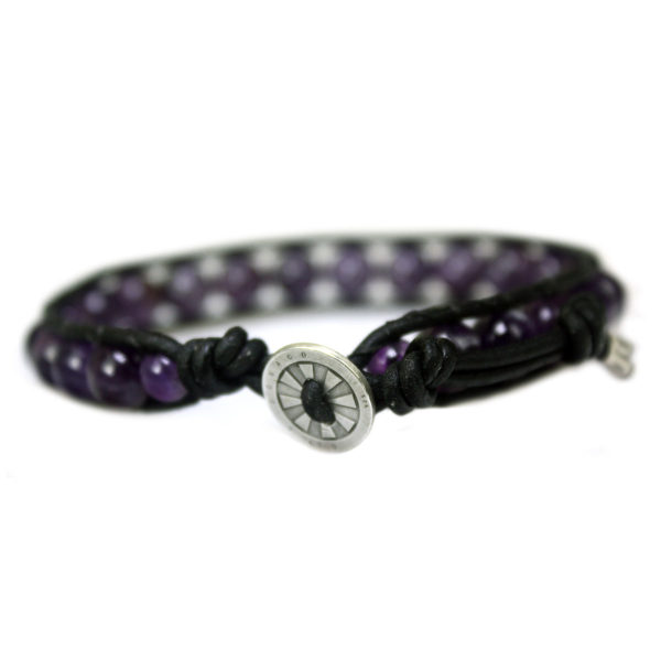 Armband Classic B8 – Amethist – Leer – Sterling Zilver