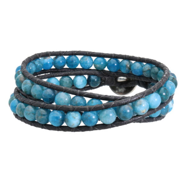 Wikkelarmband Classic B6 – Apatiet – vintage zwart Leer – Sterling Zilver