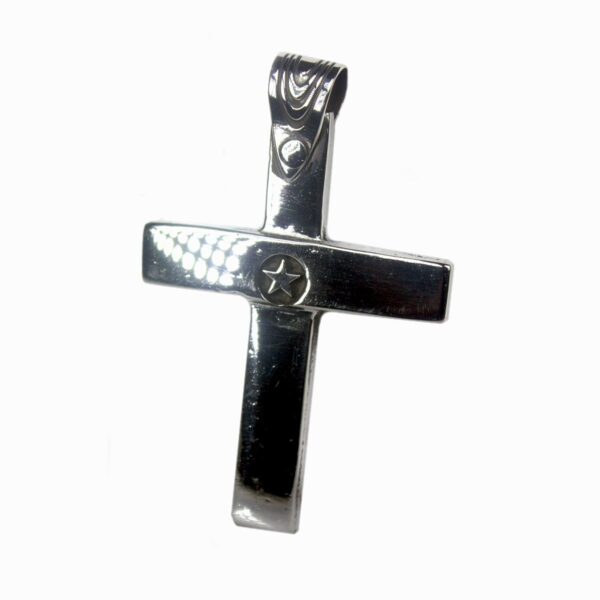 Set – Hanger Sterling Zilveren Kruis – 4.5 x 3 cm en Vintage lederen ketting – Vintage leder – Sterling Zilver