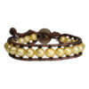 Armband Classic B8 gele Parels vintage Leer-4