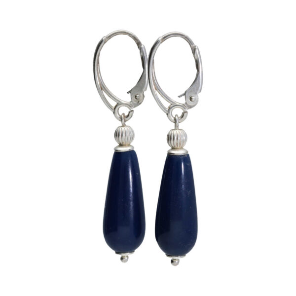 Oorbellen Blue Jeans – donker blauwe Agaat – Sterling Zilver