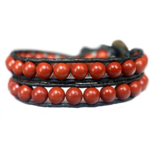 Wikkelarmband Classic B8 – Redstone Jaspis – Vintage leder