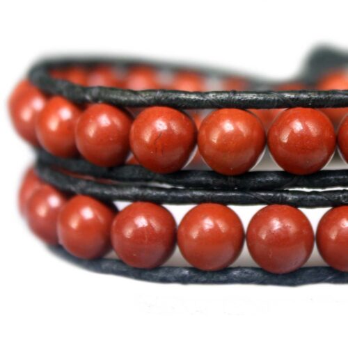 Wikkelarmband Classic B8 – Redstone Jaspis – Vintage leder