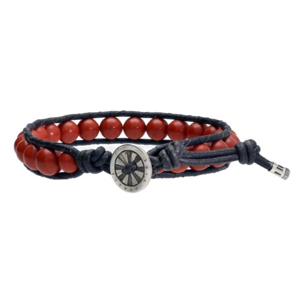 Armband Classic B8 – Redstone Jaspis – Leer – Sterling Zilver