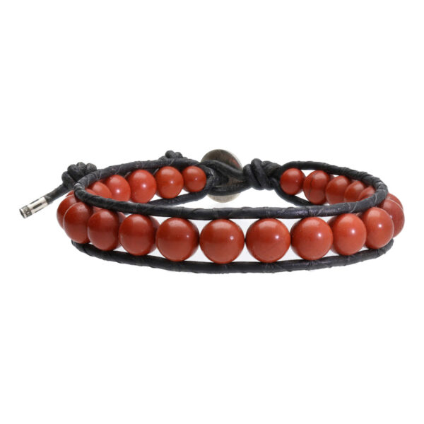 Armband Classic B8 – Redstone Jaspis – Leer – Sterling Zilver