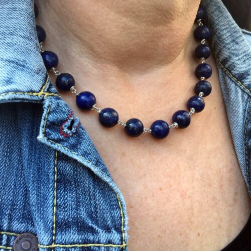 Ketting  Wrap Wire B12 – Lapis Lazuli – Sterling Zilver