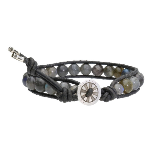 Armband Classic B8 – Labradoriet – Leer – Sterling Zilver