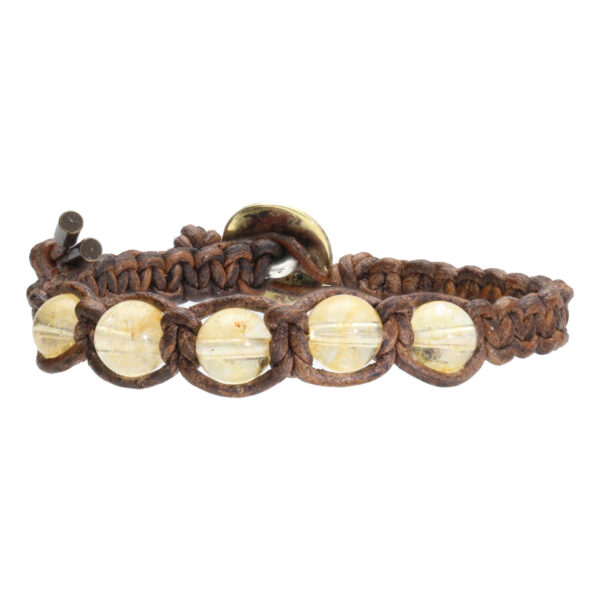 Armband Bohemian B8 – Citrien – Messing – Vintage leder
