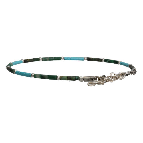 Enkelbandje Bohemian B2.5 – Turquoise – Afrikaanse Turquoise – Afrikaanse Jade – Sterling Zilver