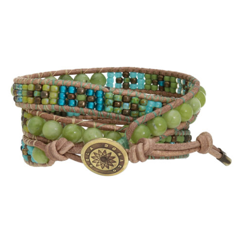 Wikkelarmband Bohemian B6 – Peridot – Messing – Tsjechisch Glas