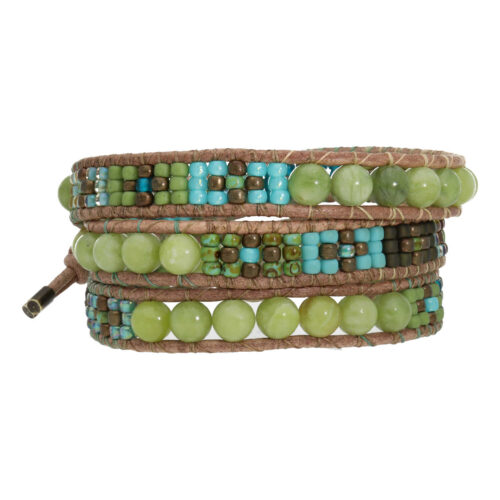 Wikkelarmband Bohemian B6 – Peridot – Messing – Tsjechisch Glas