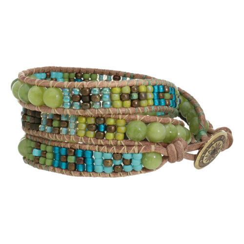 Wikkelarmband Bohemian B6 – Peridot – Messing – Tsjechisch Glas