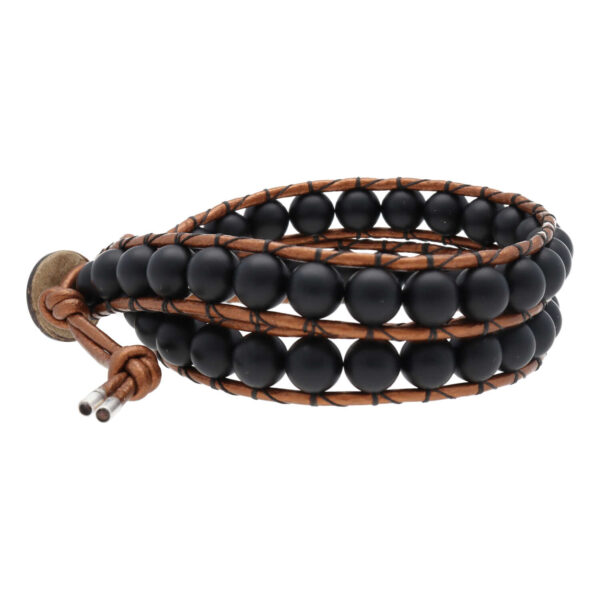 Wikkelarmband Classic B8 – Mat Onyx – gecoat koper leer