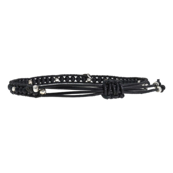 Enkelbandje Classic B4 – Onyx – Geoxideerd Sterling Zilver-  Leer
