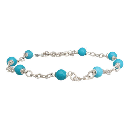 Enkelbandje Wrap Wire B6 – Hubei Turquoise – Sterling Zilver